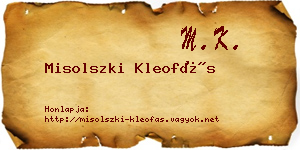 Misolszki Kleofás névjegykártya